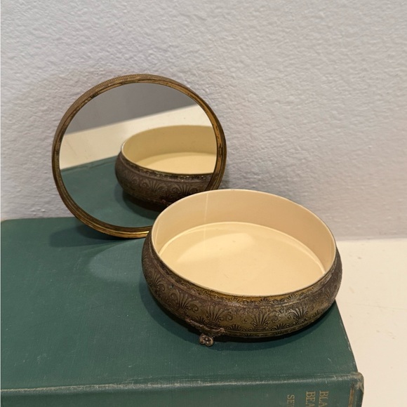 Antique Made in England Floral Pink & White Lace Inset Powder Vanity Jar - Picture 11 of 14